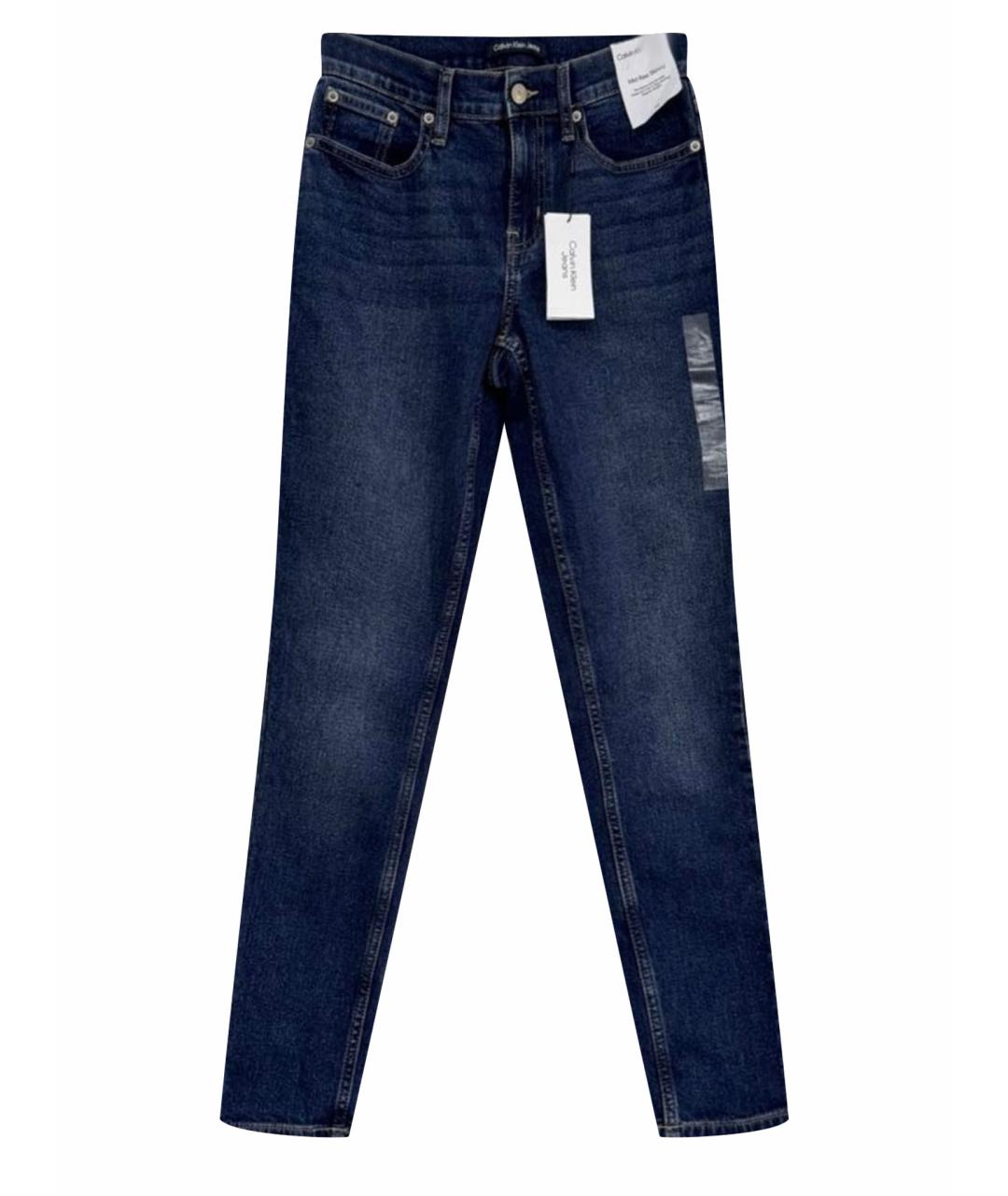 CALVIN KLEIN JEANS Синие хлопко-эластановые джинсы слим, фото 1