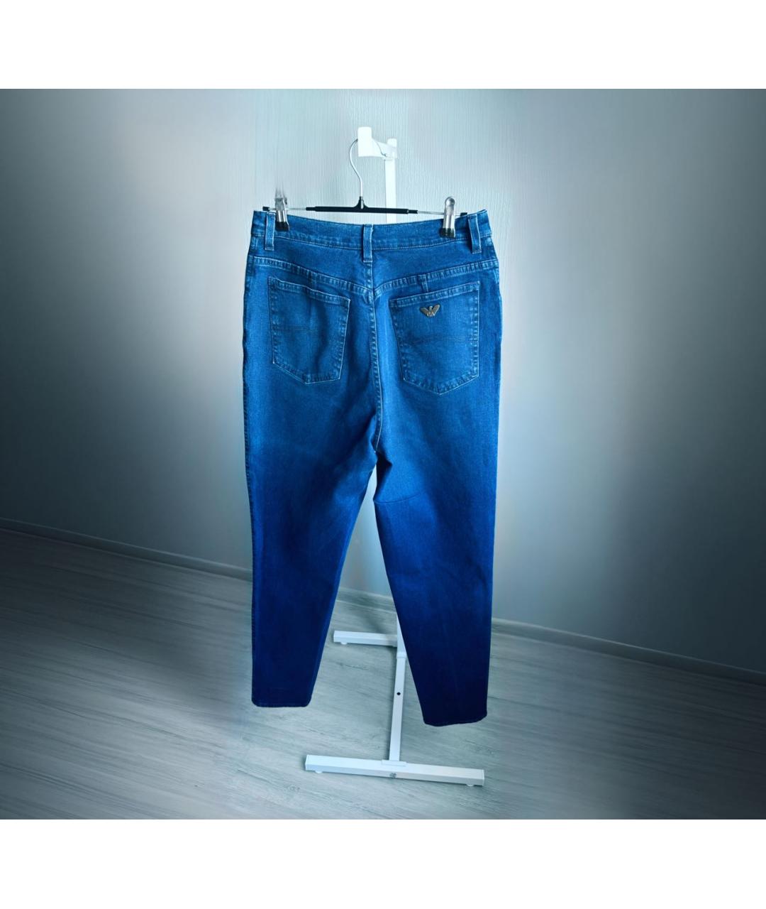 ARMANI JEANS Синие хлопко-эластановые джинсы слим, фото 4