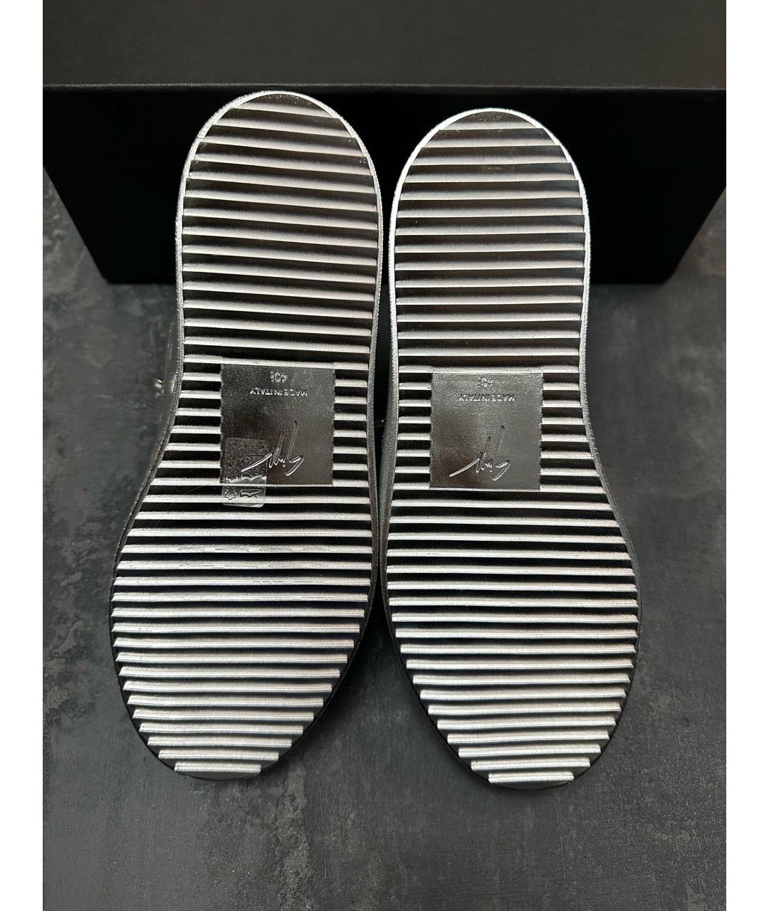 GIUSEPPE ZANOTTI DESIGN Серебряные кожаные низкие кроссовки / кеды, фото 4