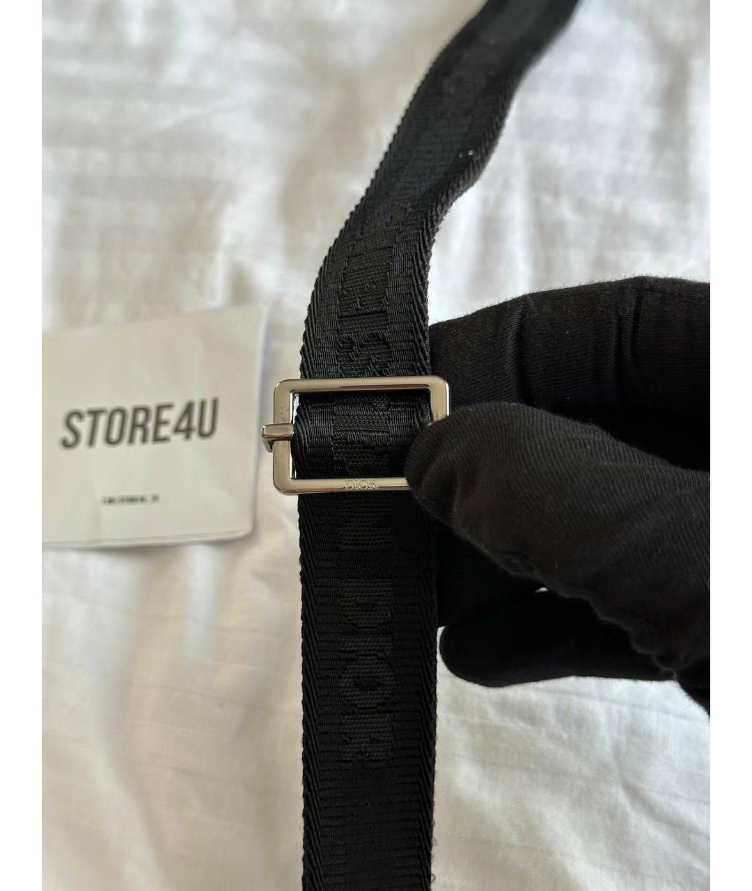 CHRISTIAN DIOR Антрацитовая тканевая поясная сумка, фото 5