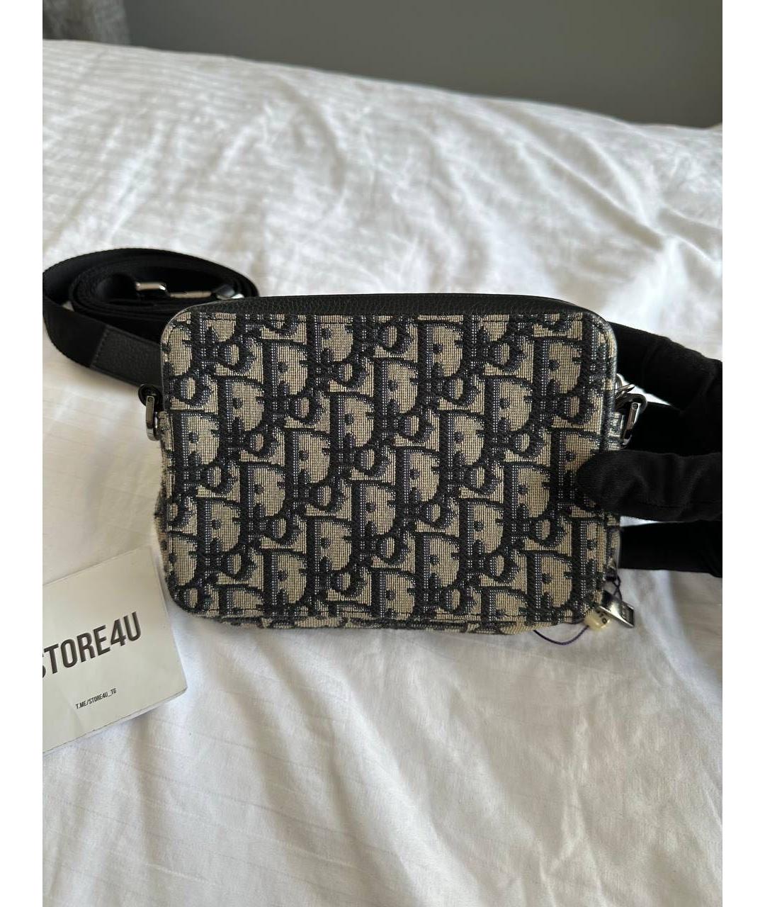 CHRISTIAN DIOR Антрацитовая тканевая поясная сумка, фото 2