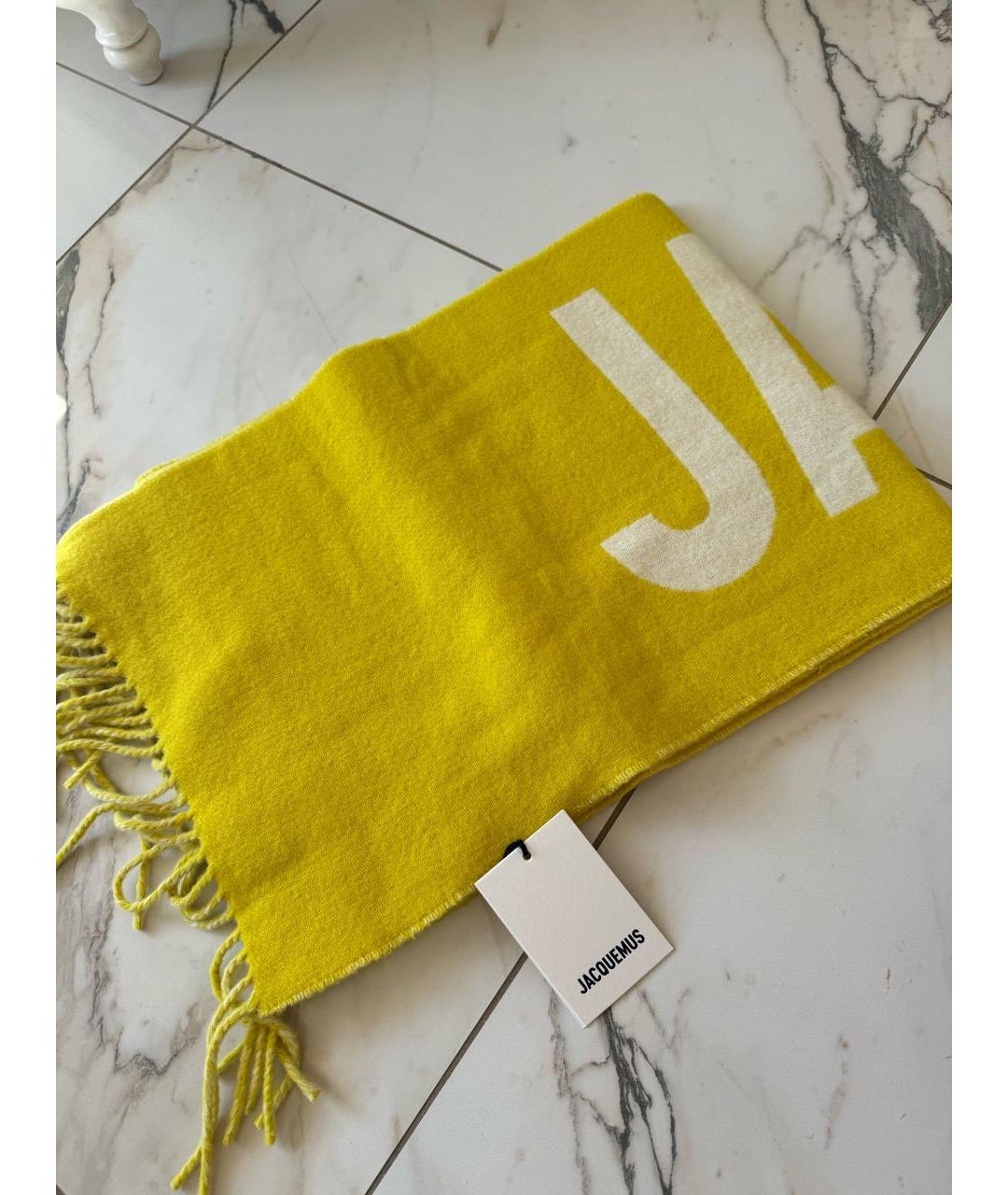 JACQUEMUS Желтый шерстяной шарф, фото 2