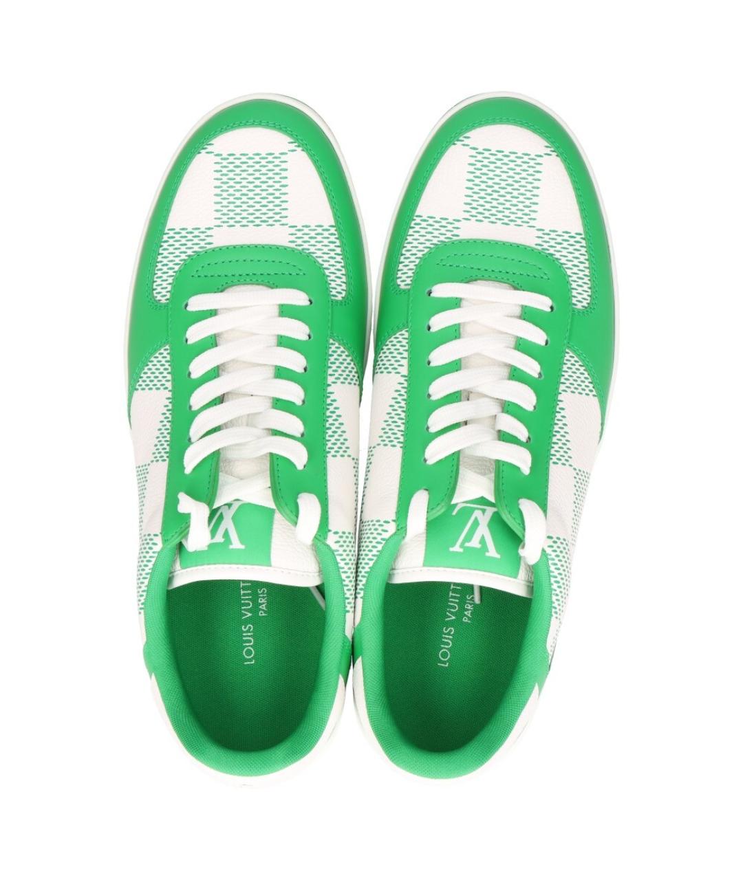 LOUIS VUITTON Зеленые кожаные низкие кроссовки / кеды, фото 3