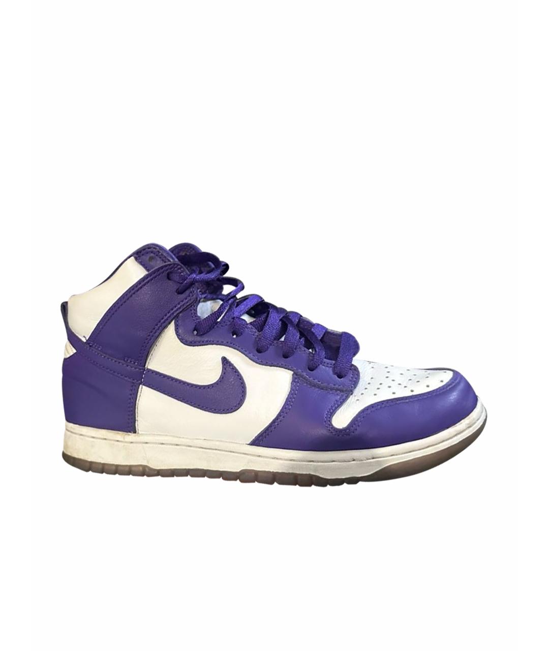 NIKE Фиолетовые кожаные высокие кроссовки / кеды, фото 1