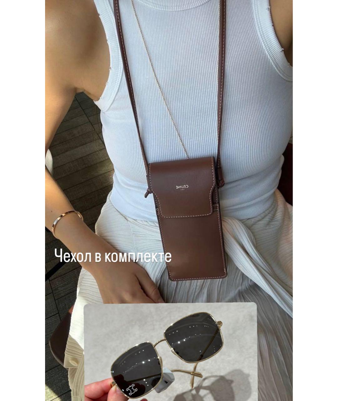 CELINE Черные металлические солнцезащитные очки, фото 8