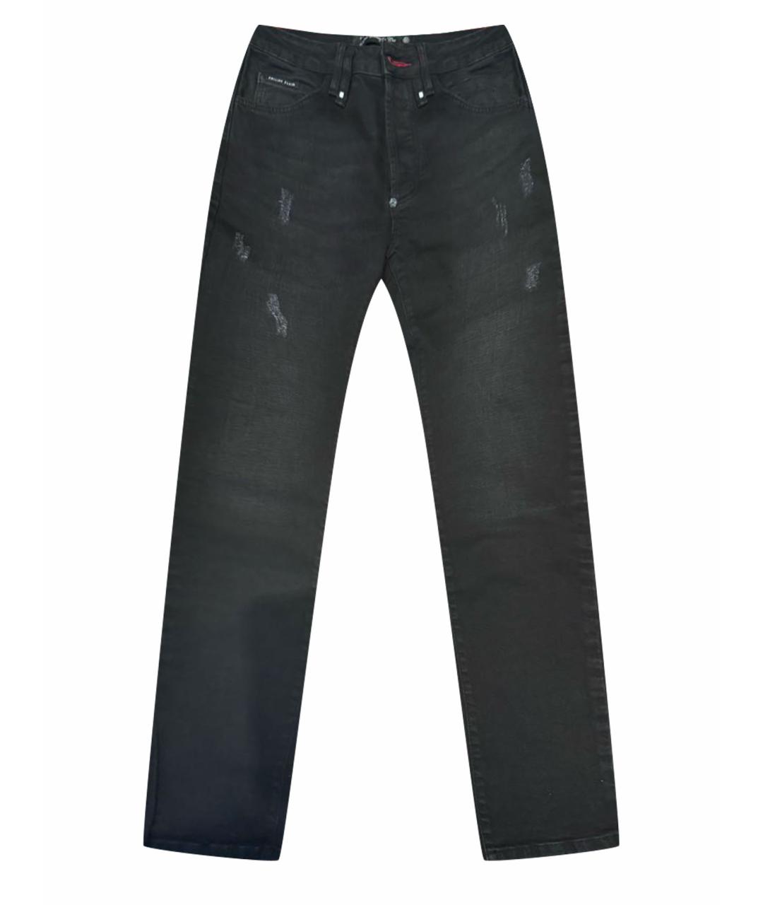 PHILIPP PLEIN Черные хлопко-эластановые джинсы скинни, фото 1