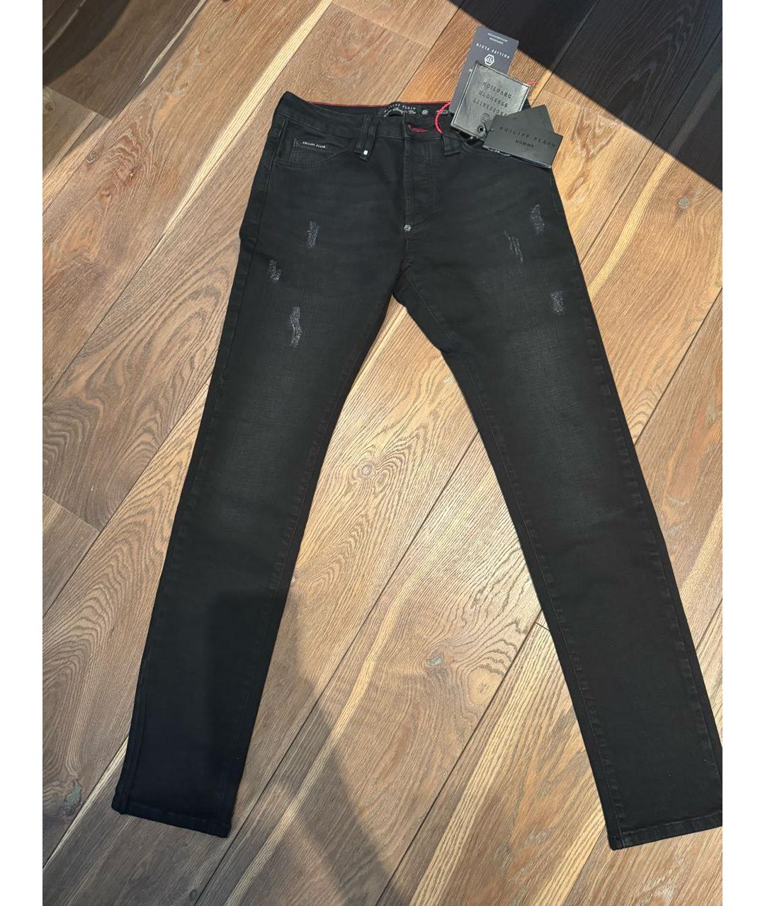 PHILIPP PLEIN Черные хлопко-эластановые джинсы скинни, фото 4