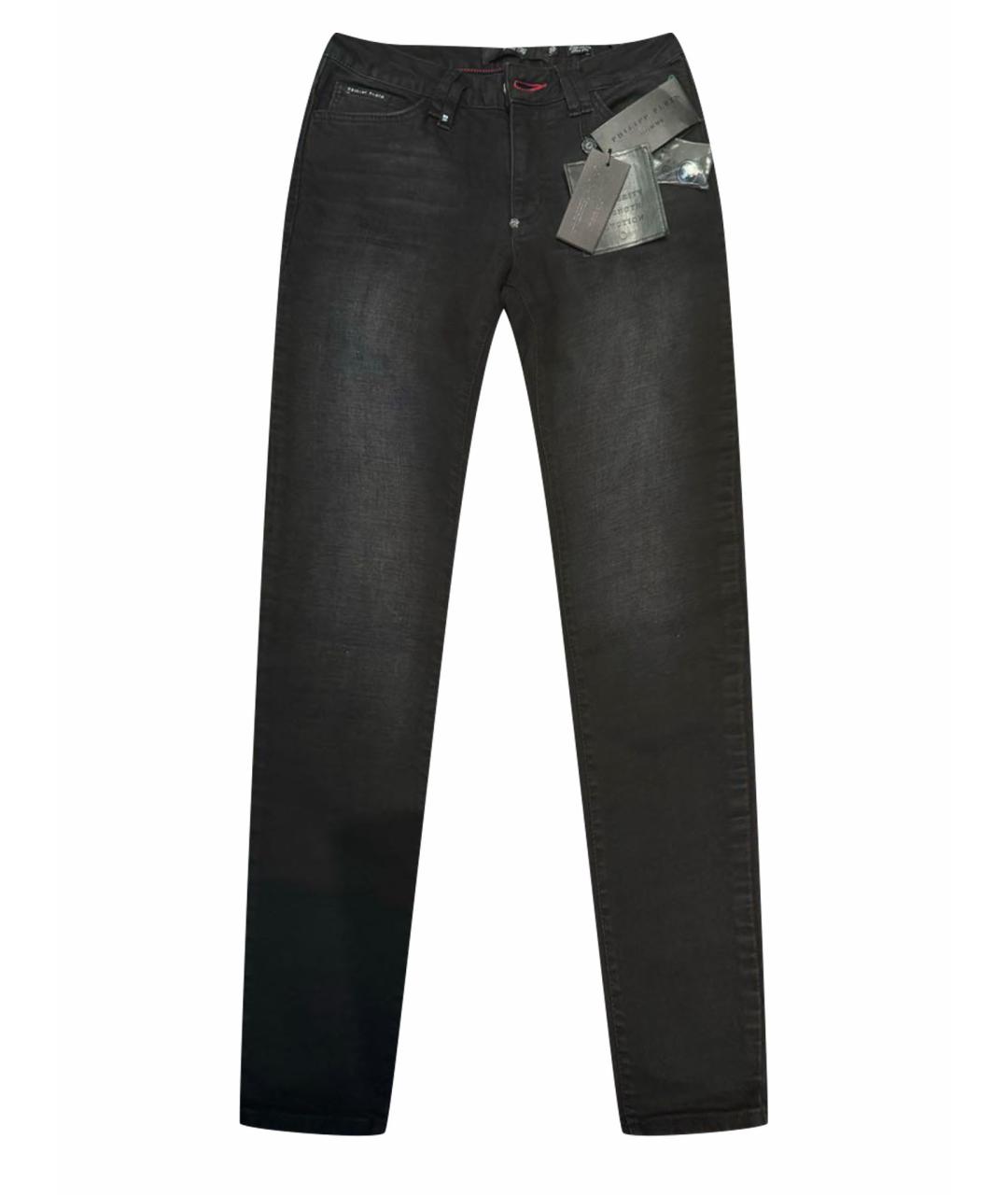 PHILIPP PLEIN Черные хлопко-эластановые джинсы скинни, фото 1
