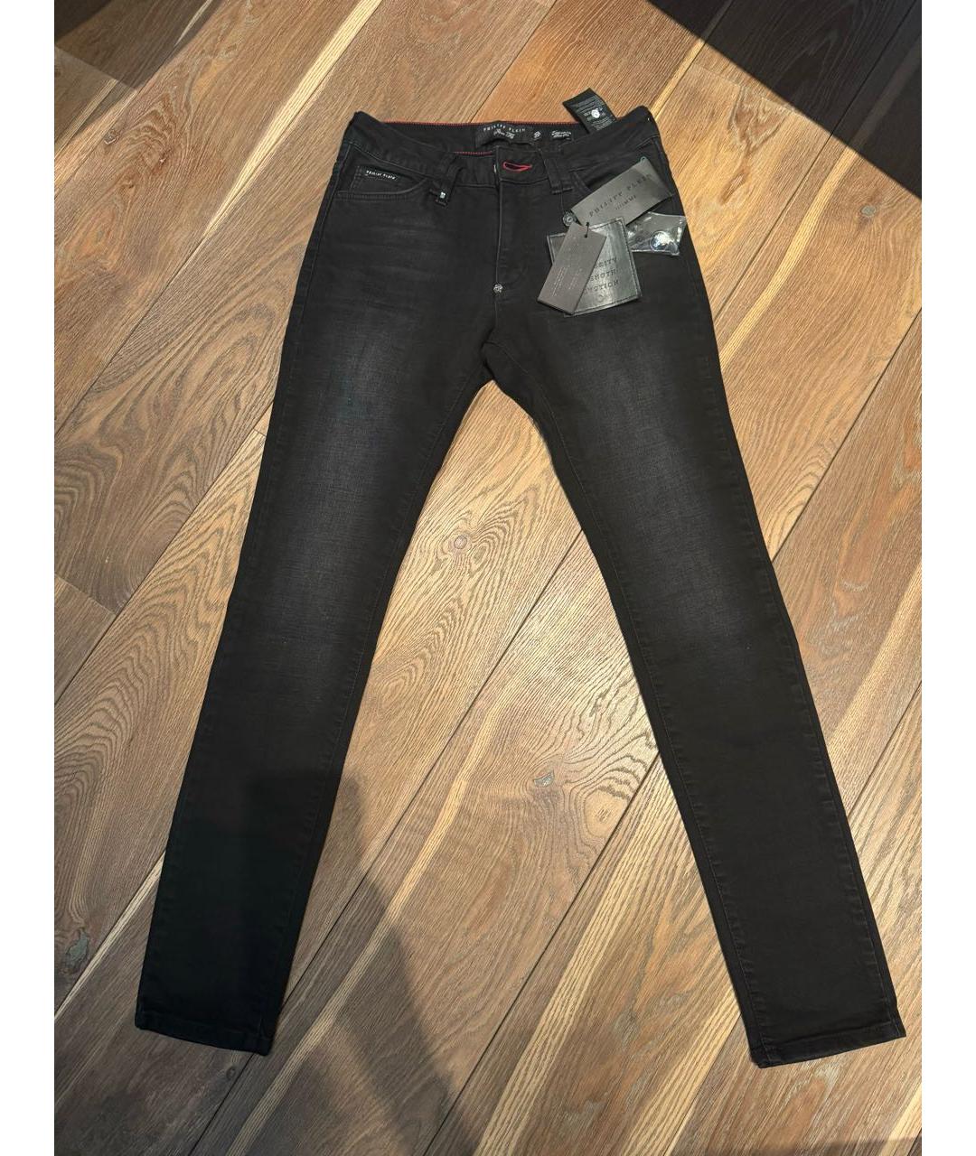 PHILIPP PLEIN Черные хлопко-эластановые джинсы скинни, фото 4