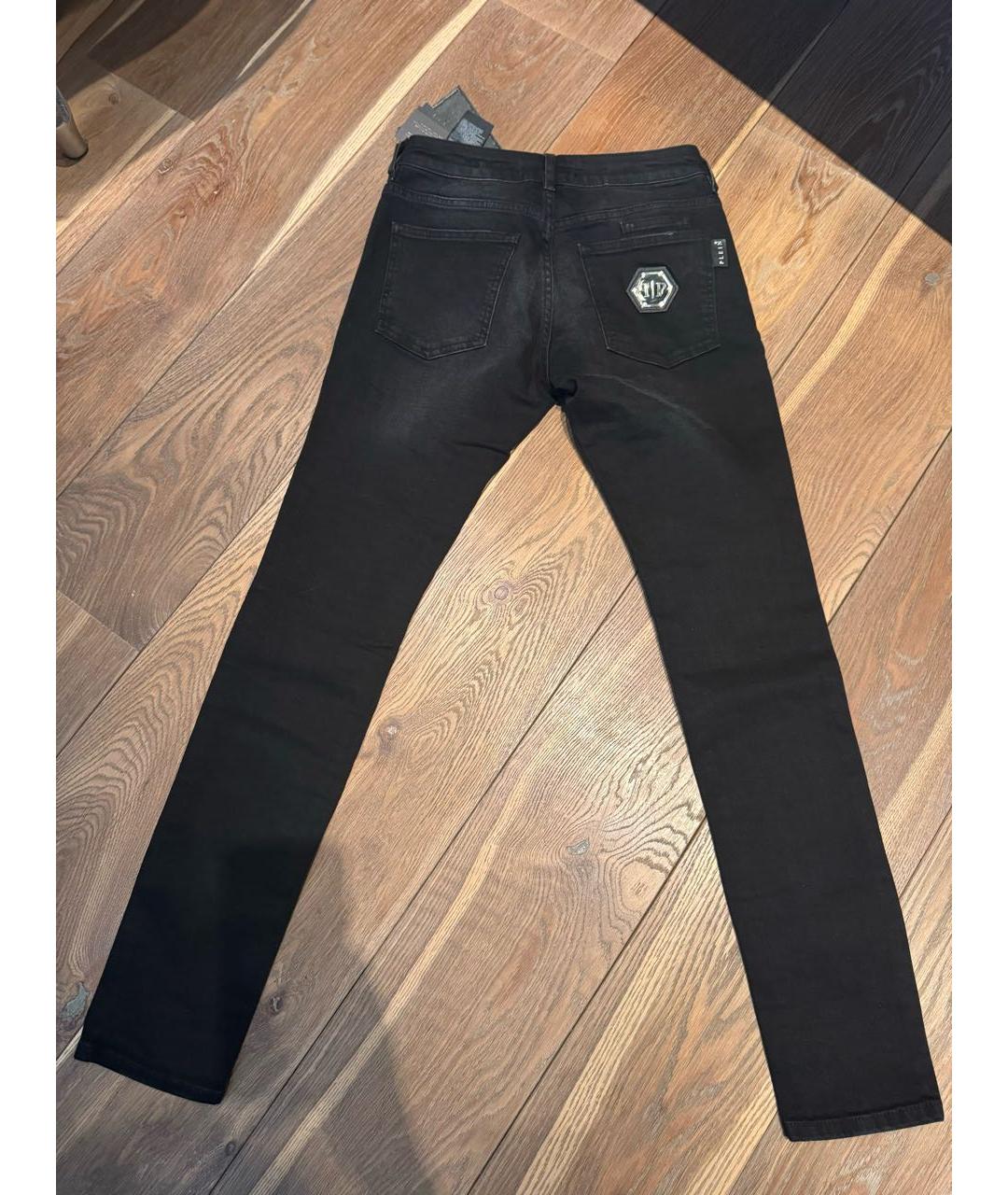PHILIPP PLEIN Черные хлопко-эластановые джинсы скинни, фото 2