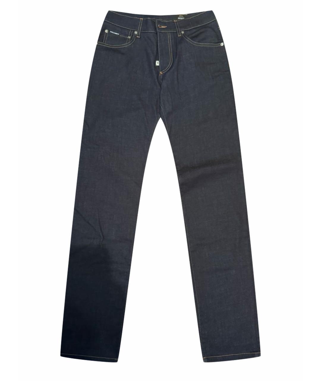 DOLCE&GABBANA Темно-синие хлопко-эластановые джинсы скинни, фото 1