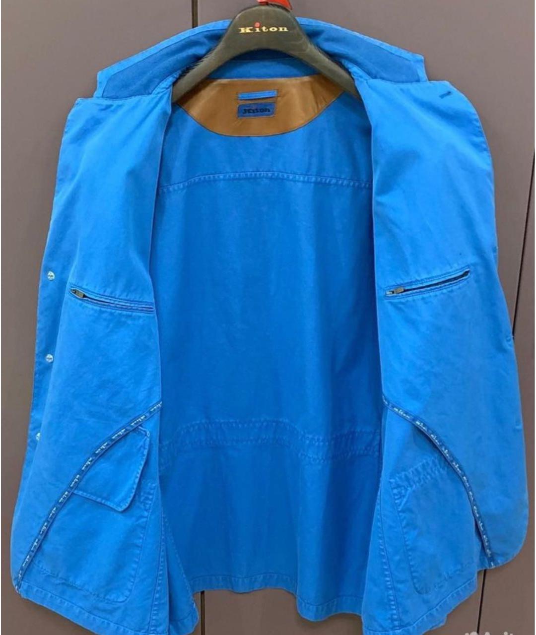 KITON Синий хлопковый пиджак, фото 3
