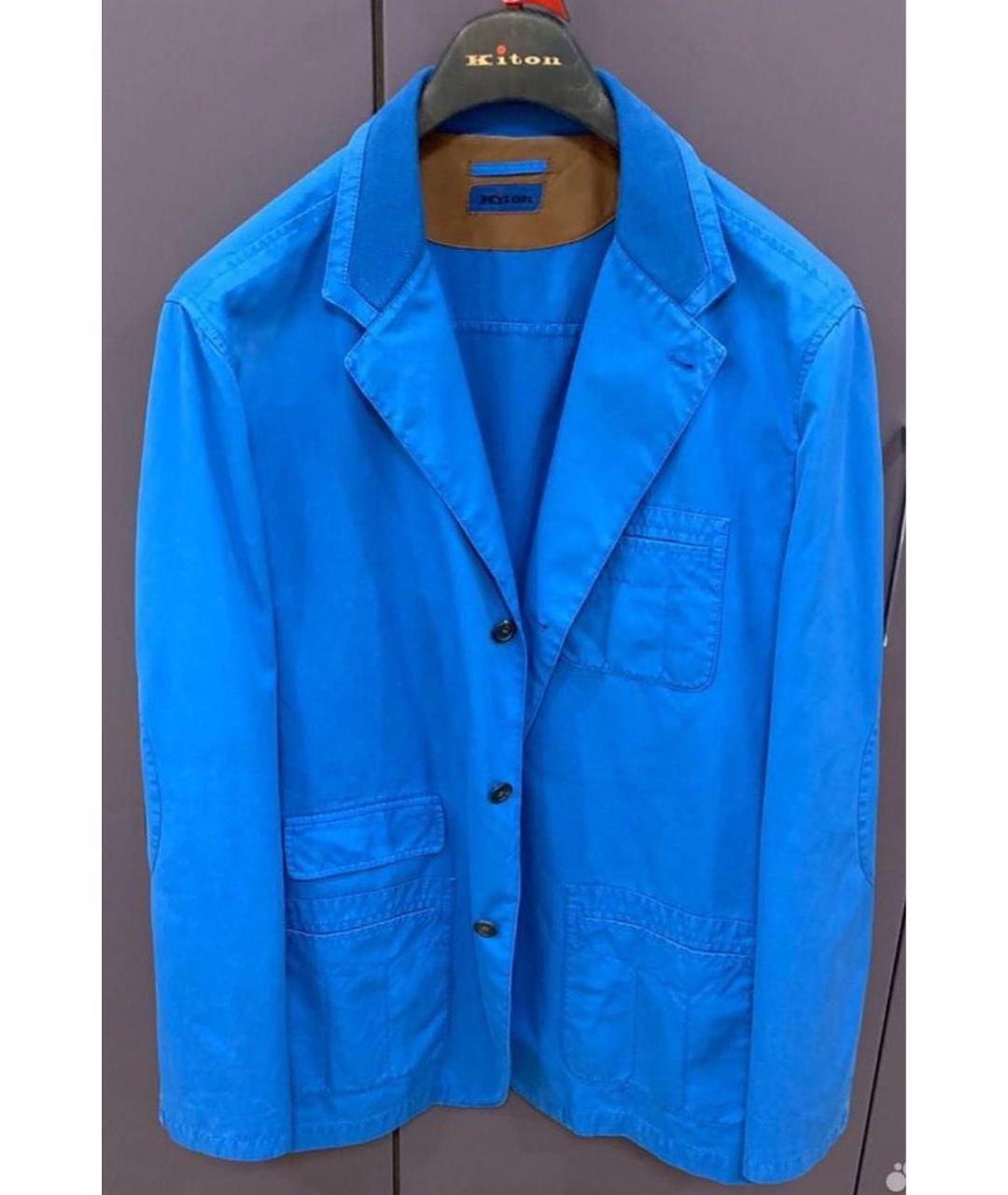 KITON Синий хлопковый пиджак, фото 9
