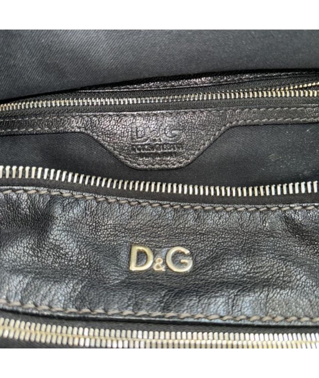 DOLCE&GABBANA Черная кожаная сумка с короткими ручками, фото 3