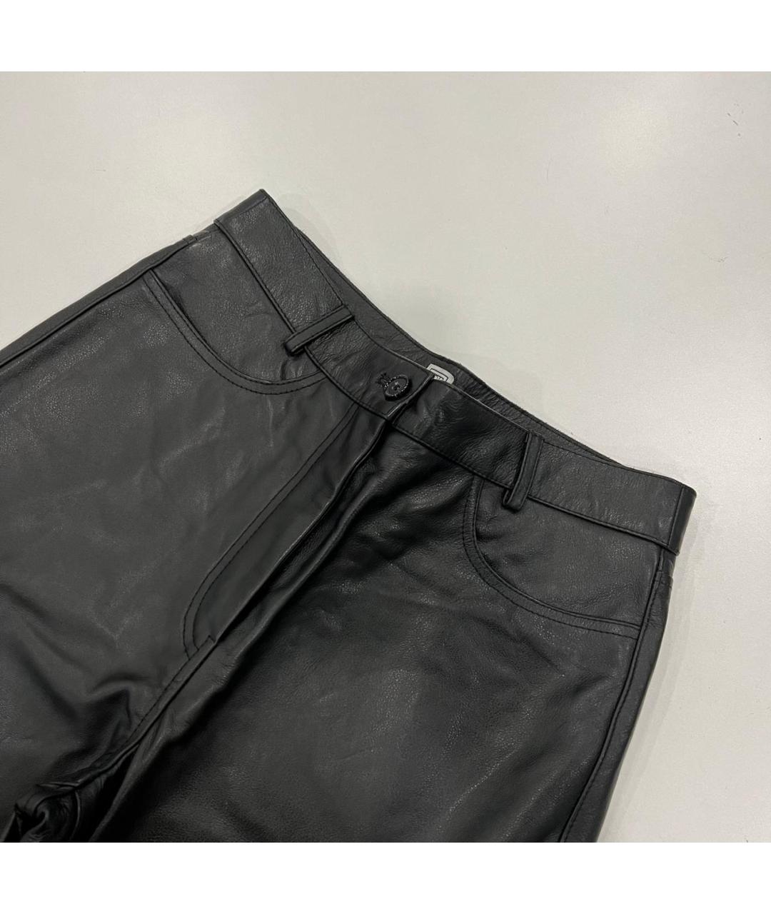 TOTEME Черные кожаные прямые брюки, фото 4