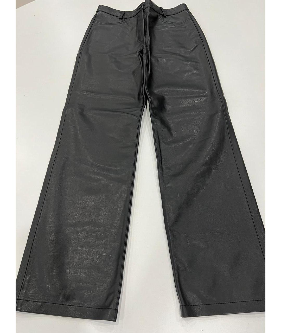 TOTEME Черные кожаные прямые брюки, фото 5