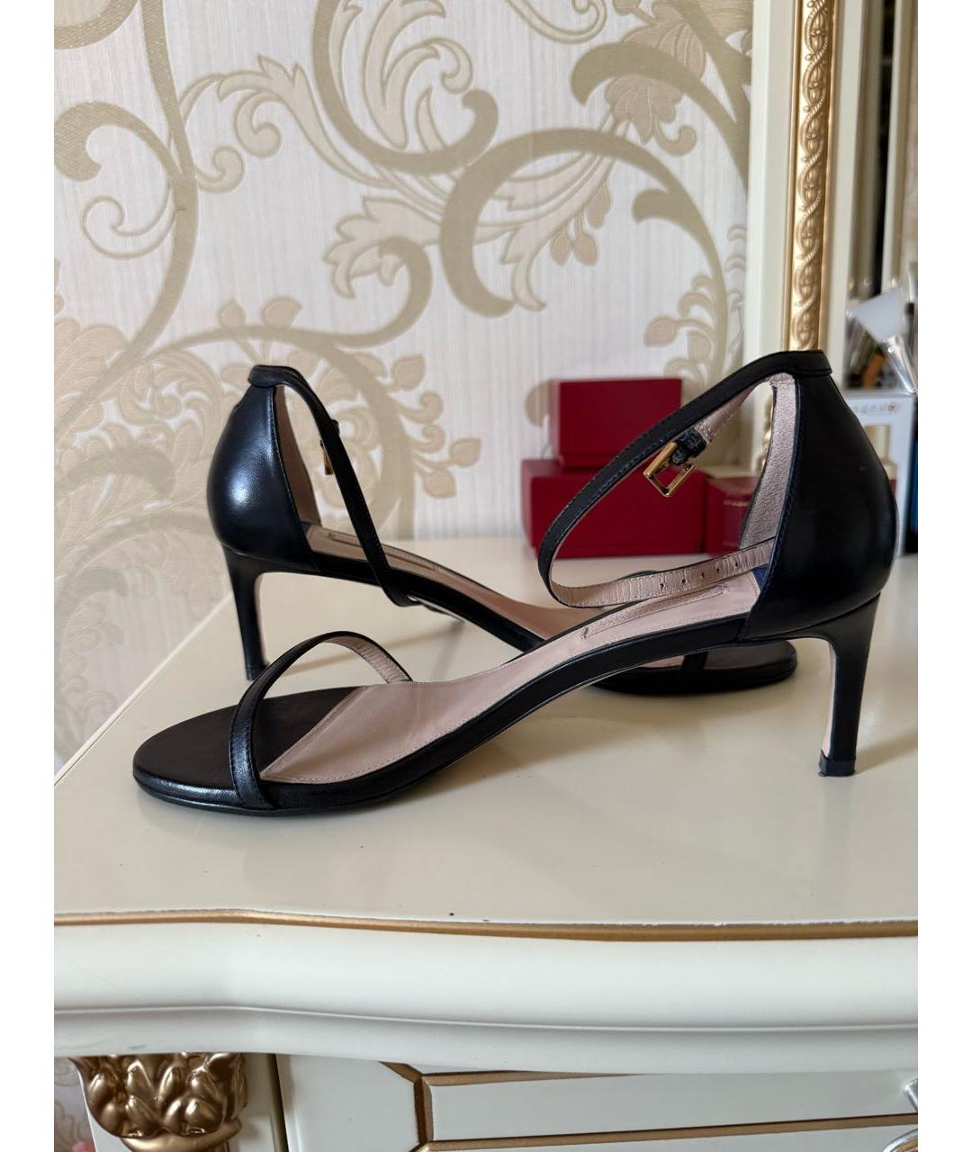 STUART WEITZMAN Черные кожаные босоножки, фото 6