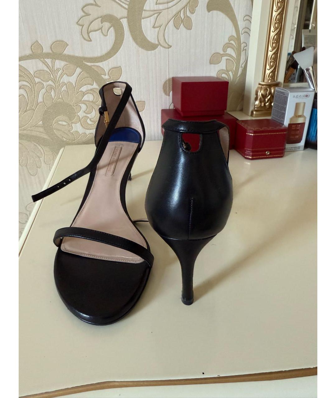 STUART WEITZMAN Черные кожаные босоножки, фото 4