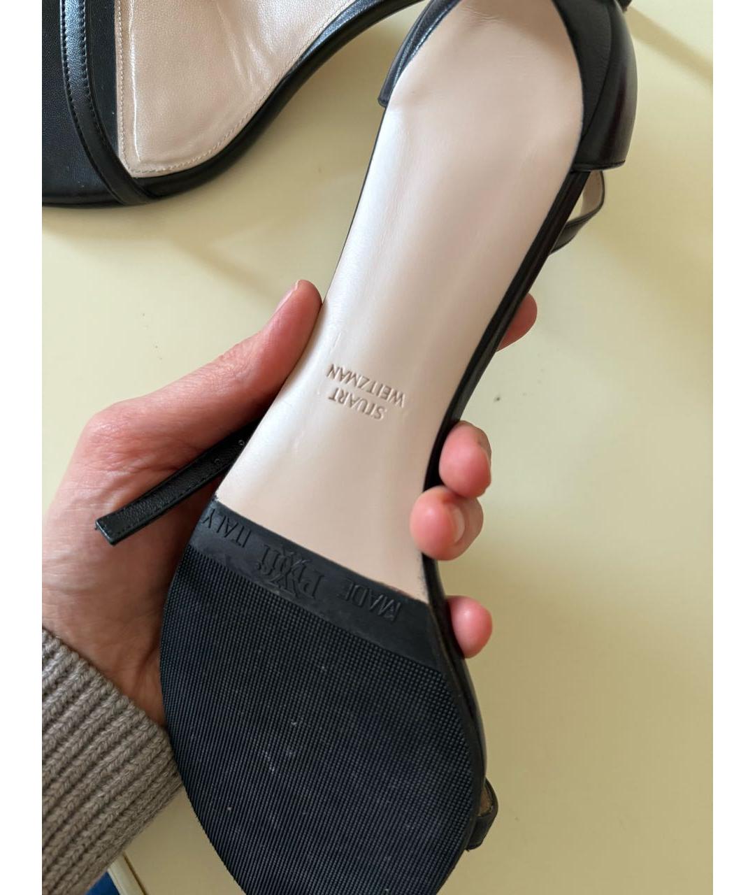 STUART WEITZMAN Черные кожаные босоножки, фото 8