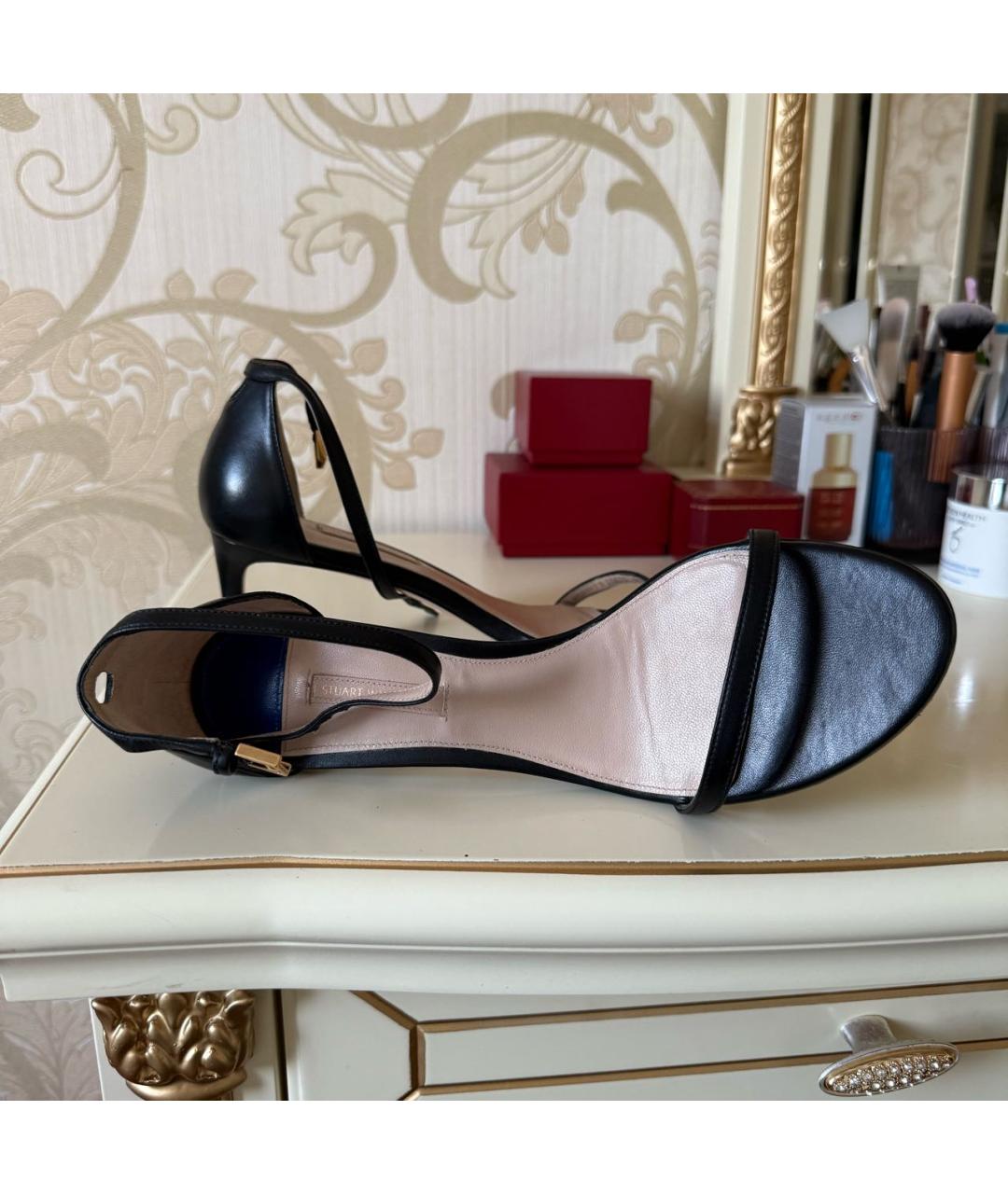 STUART WEITZMAN Черные кожаные босоножки, фото 5