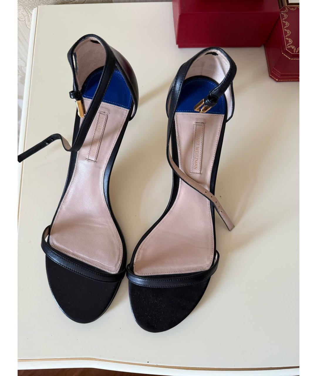 STUART WEITZMAN Черные кожаные босоножки, фото 2