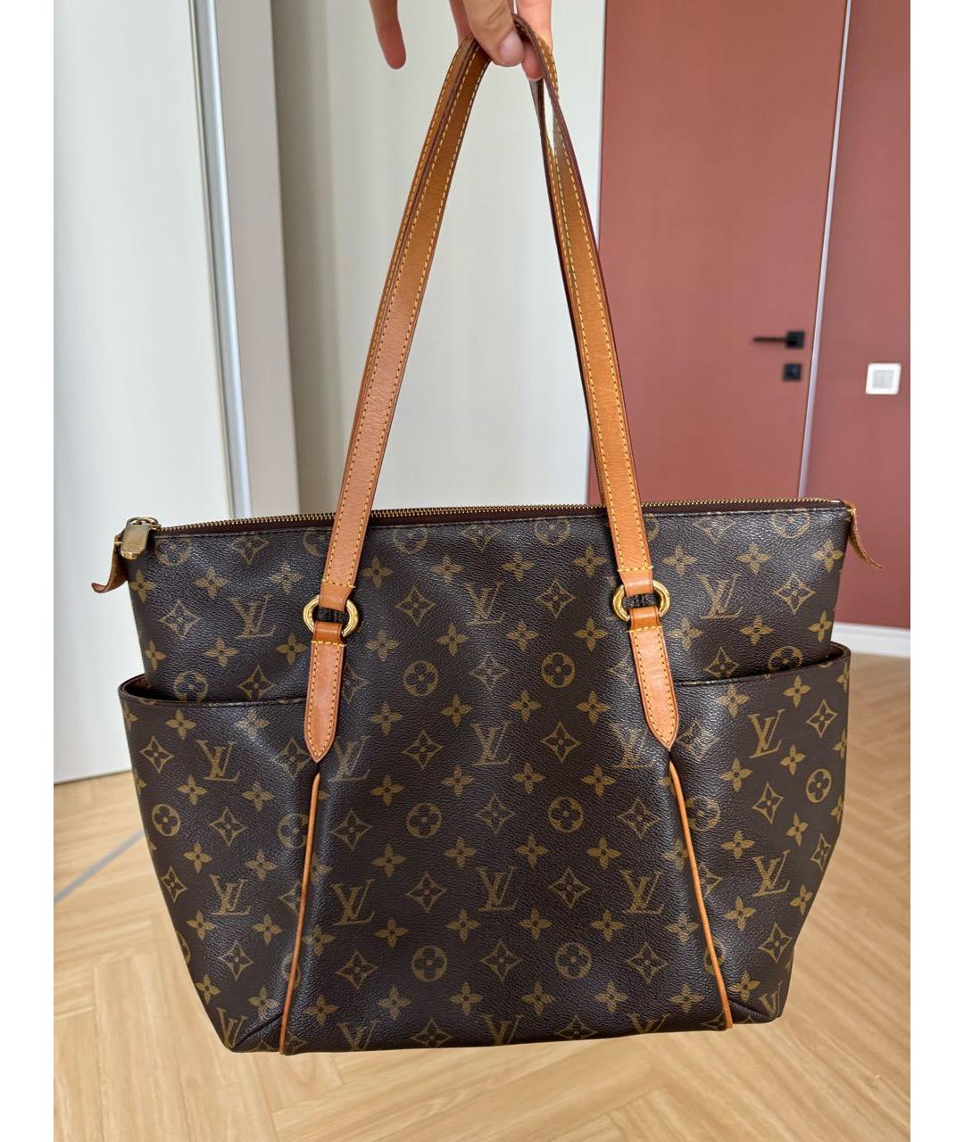 LOUIS VUITTON Коричневая кожаная сумка тоут, фото 9