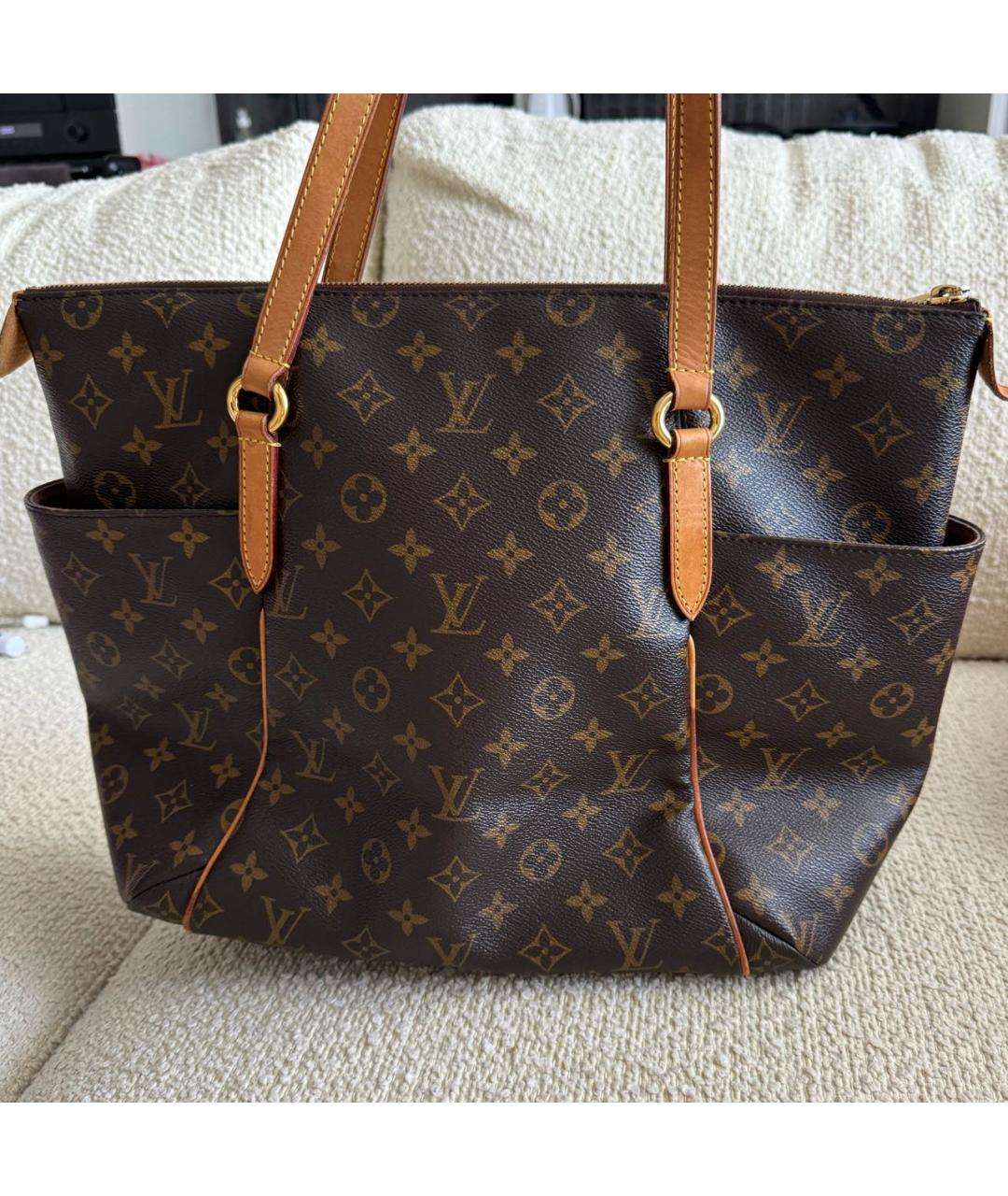 LOUIS VUITTON Коричневая кожаная сумка тоут, фото 2