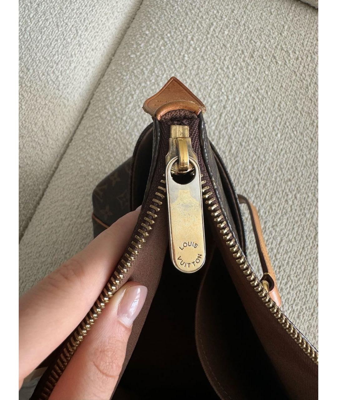 LOUIS VUITTON Коричневая кожаная сумка тоут, фото 6