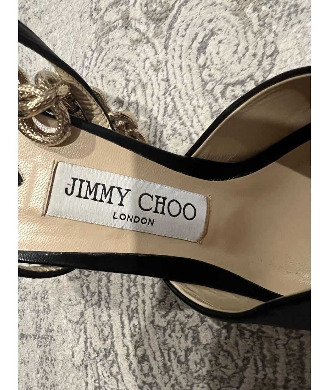 JIMMY CHOO Черные кожаные босоножки, фото 6