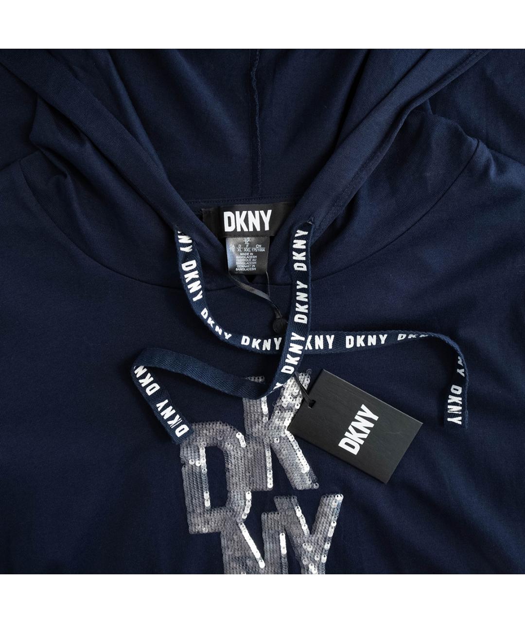 DKNY Темно-синее хлопковое повседневное платье, фото 3