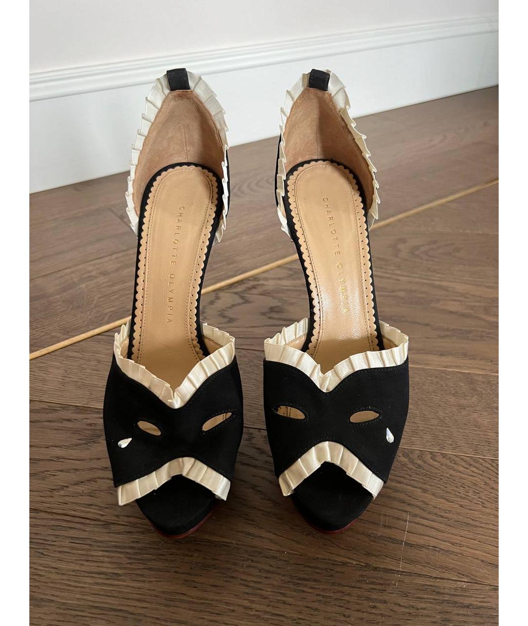 CHARLOTTE OLYMPIA Черные текстильные босоножки, фото 2