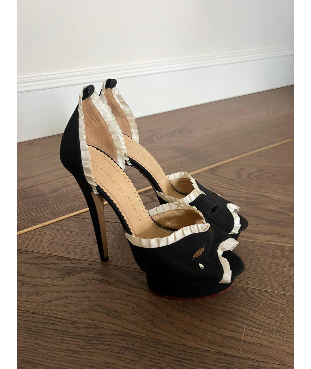 CHARLOTTE OLYMPIA Черные текстильные босоножки, фото 3