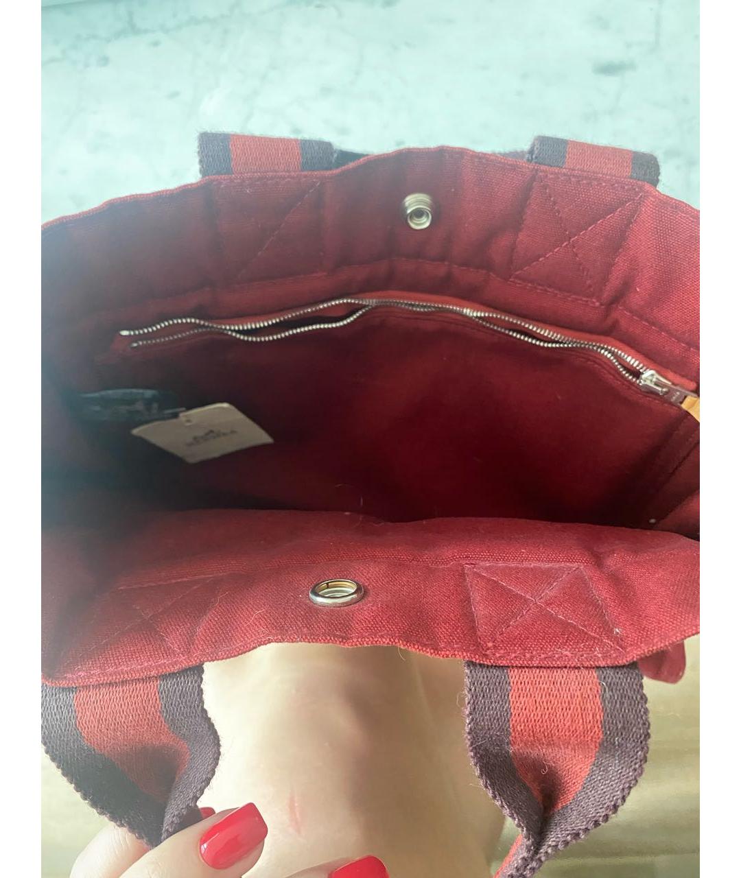 HERMES Бордовая шерстяная сумка с короткими ручками, фото 3