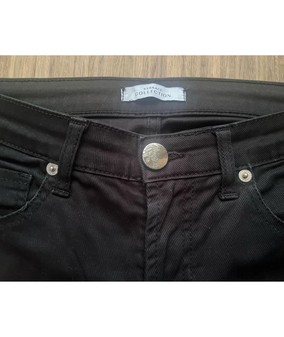 VERSACE COLLECTION Черные хлопковые прямые джинсы, фото 3