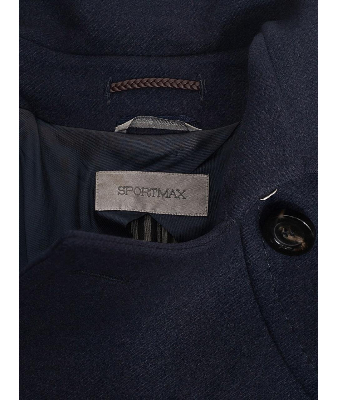 SPORTMAX Темно-синее шерстяное пальто, фото 3