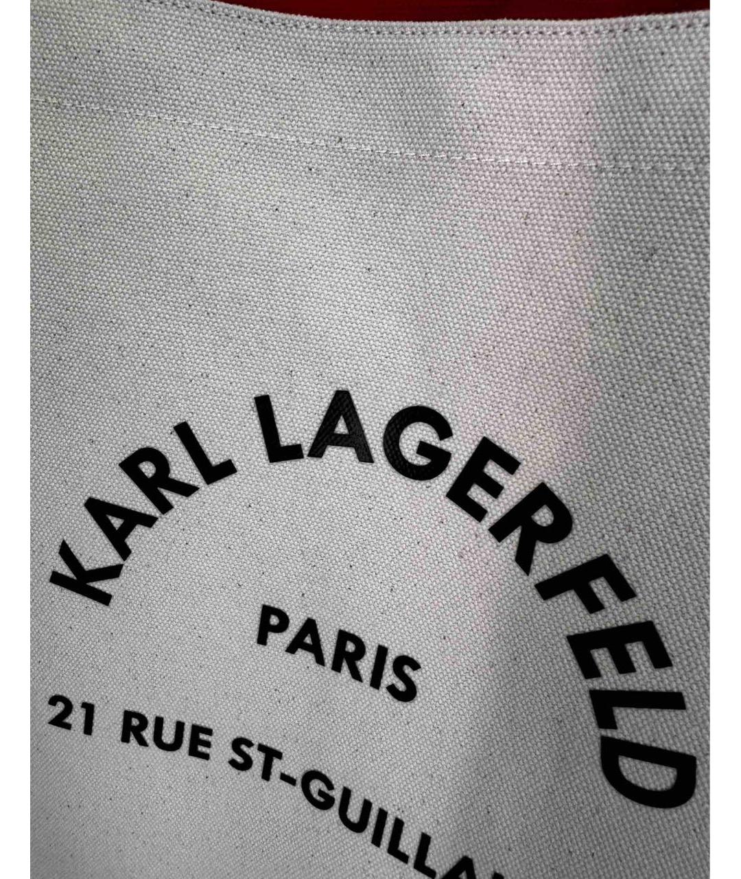 KARL LAGERFELD Белая тканевая пляжная сумка, фото 4