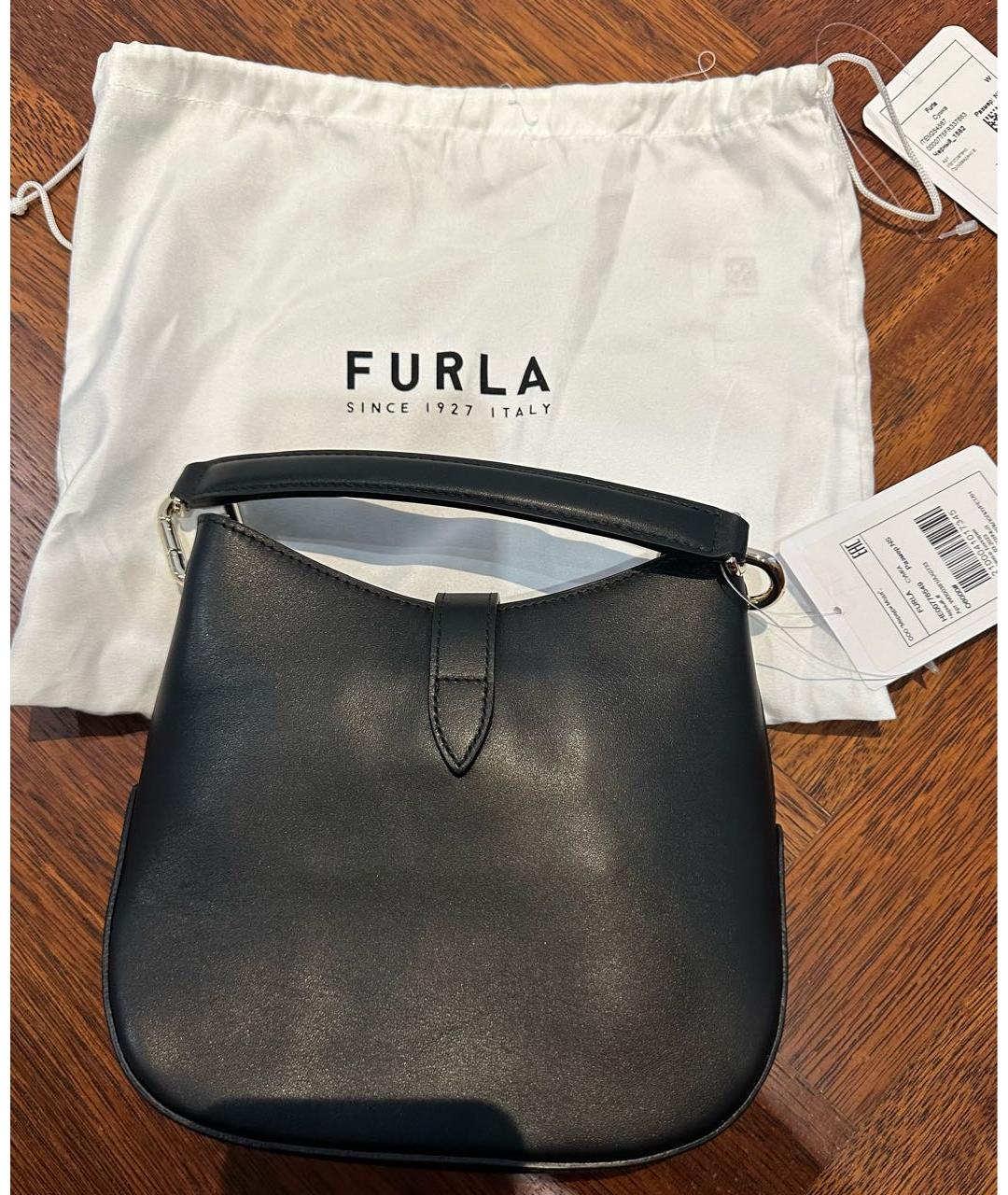 FURLA Черная кожаная сумка через плечо, фото 3