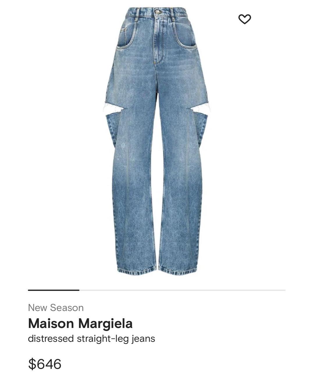 MAISON MARGIELA Голубые хлопковые джинсы клеш, фото 8