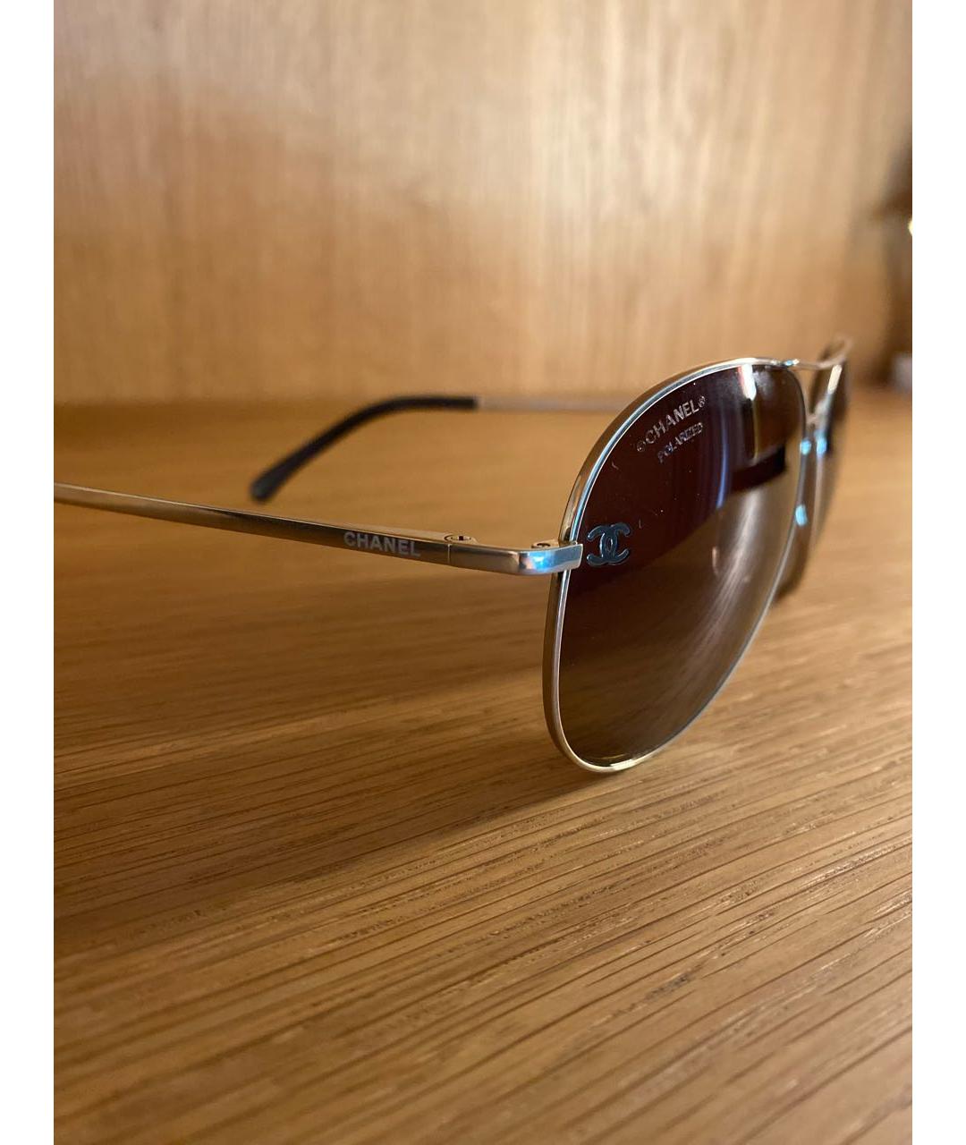 CHANEL Золотые металлические солнцезащитные очки, фото 3