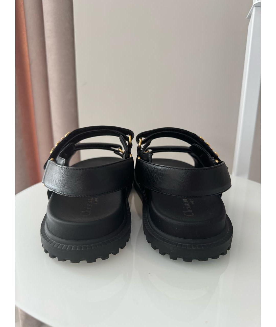 CHRISTIAN DIOR Черные кожаные сандалии, фото 4