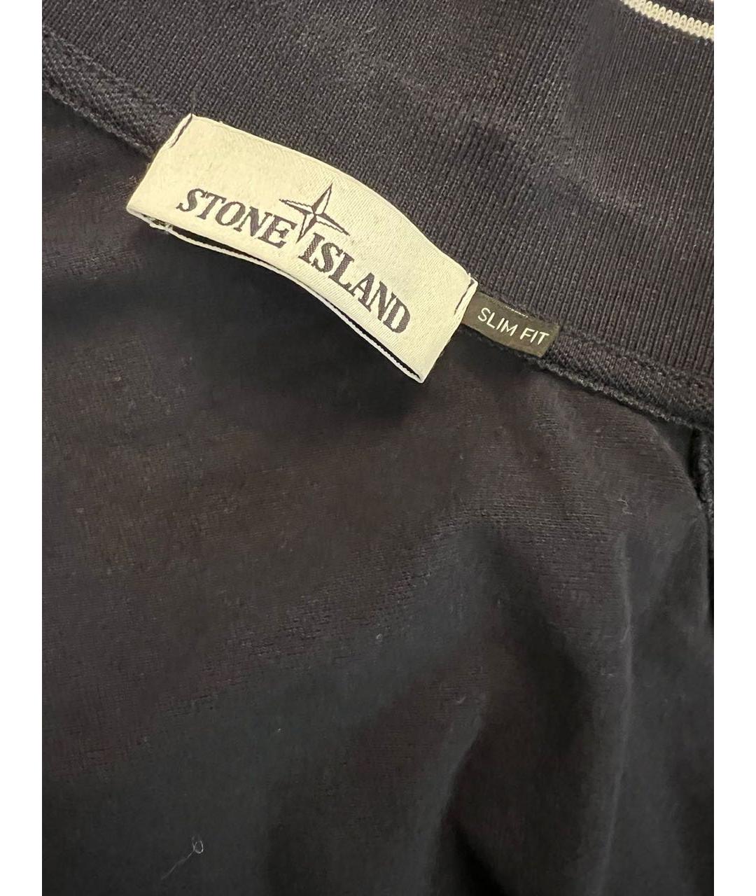 STONE ISLAND Темно-синее хлопковое поло с коротким рукавом, фото 3