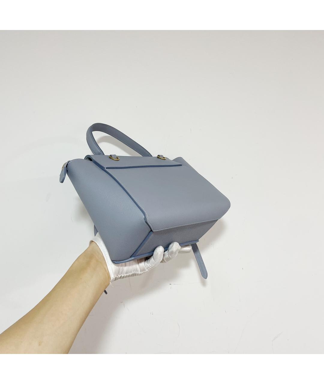 CELINE Голубая кожаная сумка с короткими ручками, фото 4
