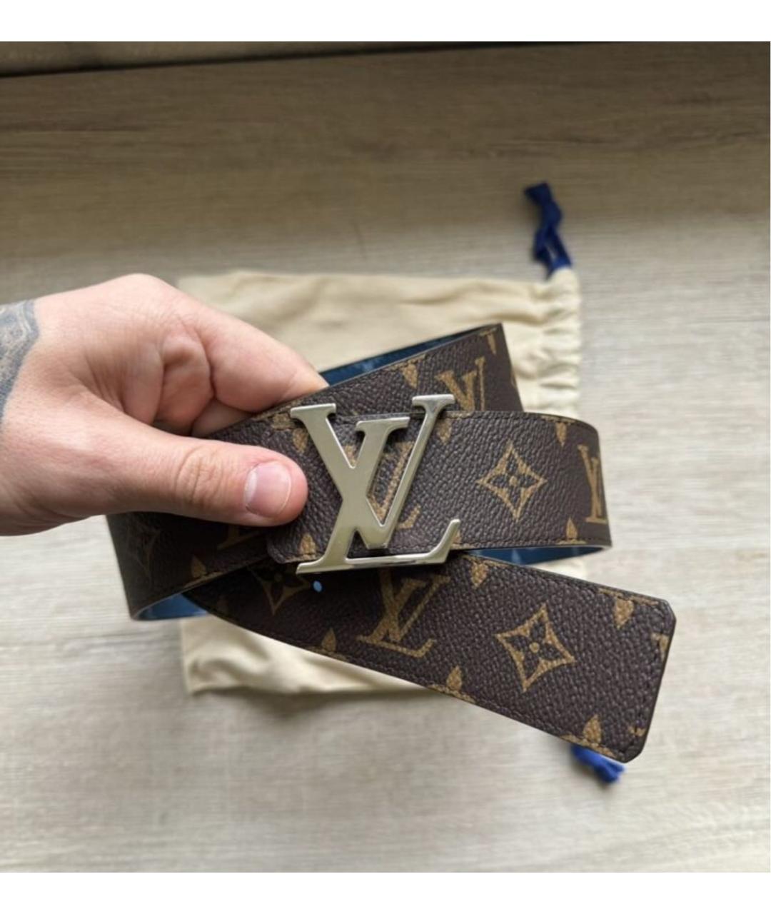 LOUIS VUITTON Голубой кожаный ремень, фото 4