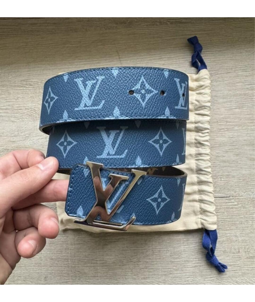 LOUIS VUITTON Голубой кожаный ремень, фото 3