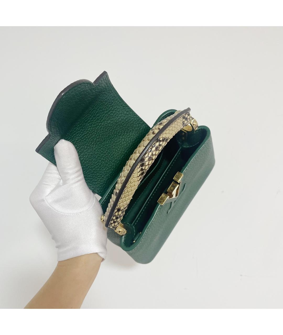 LOUIS VUITTON Зеленая кожаная сумка с короткими ручками, фото 6