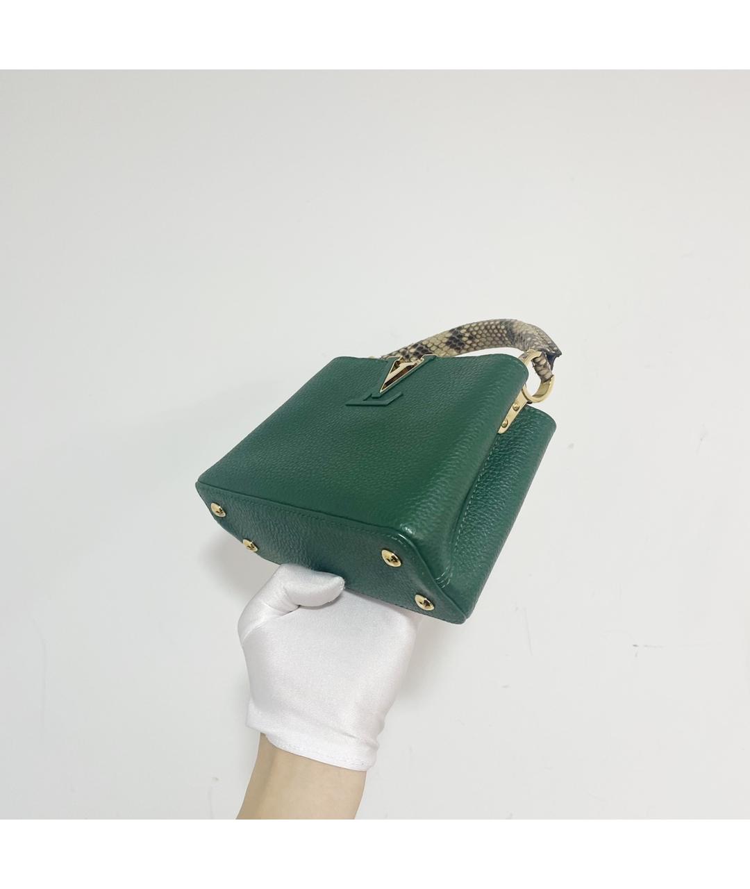 LOUIS VUITTON Зеленая кожаная сумка с короткими ручками, фото 4