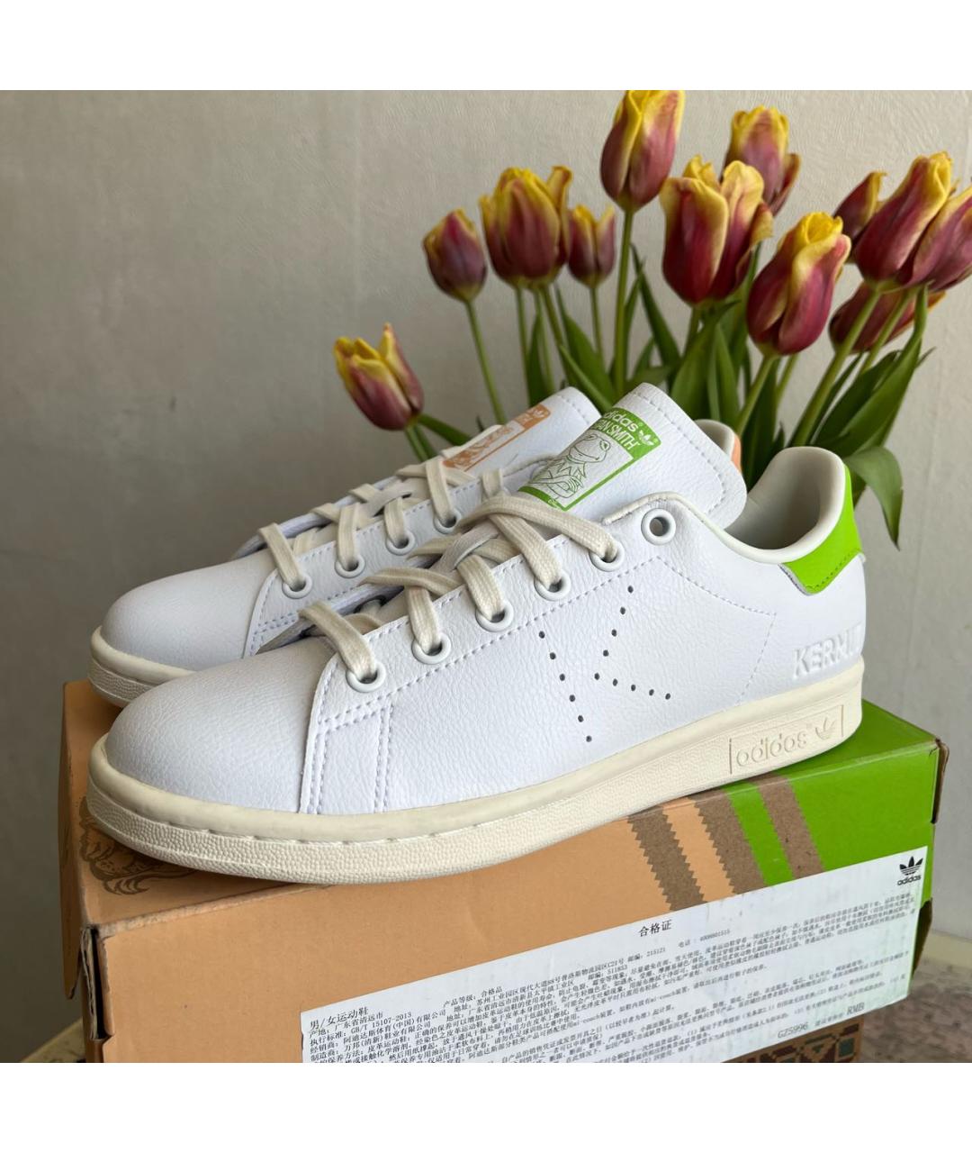 ADIDAS Белые кожаные кроссовки, фото 5