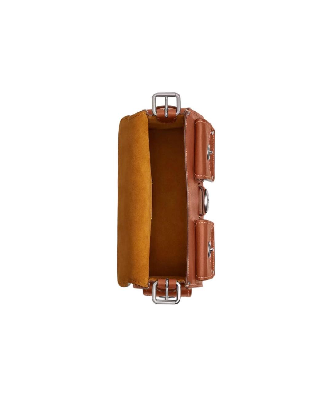 COACH Оранжевая кожаная сумка с короткими ручками, фото 5