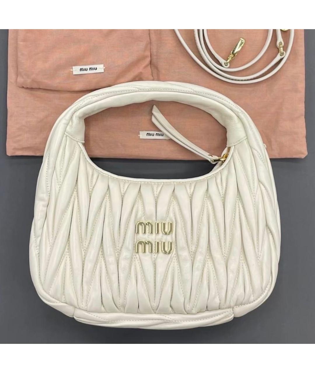 MIU MIU Белая кожаная сумка через плечо, фото 6