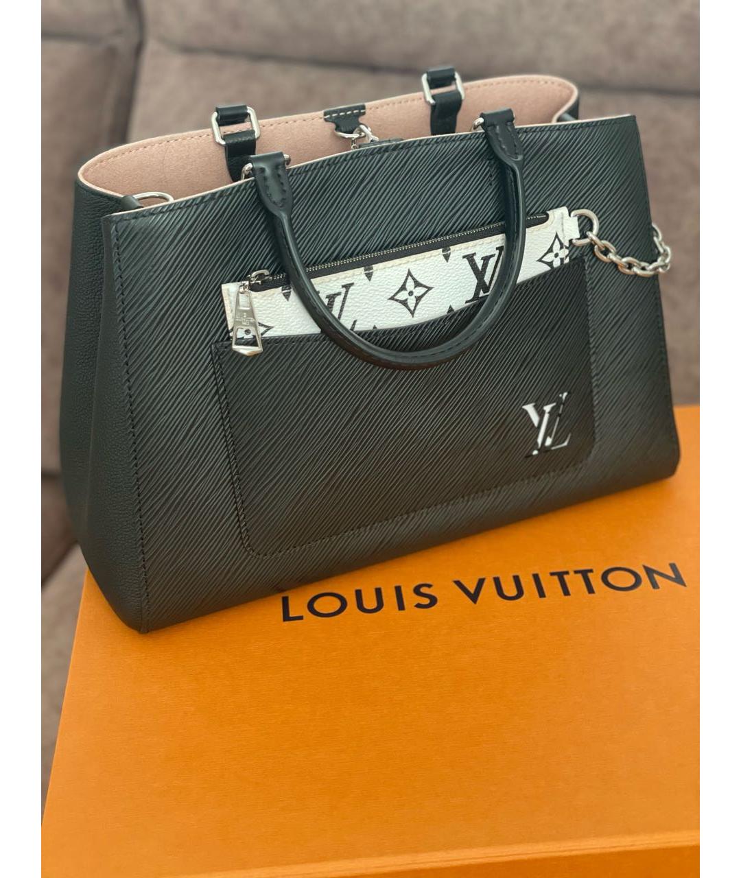 LOUIS VUITTON Черная кожаная сумка с короткими ручками, фото 8